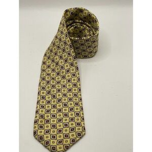 Brooks Brothers‎ Makers-XL Neck Tie Silk Yellow Red Black Geometric Made in USA